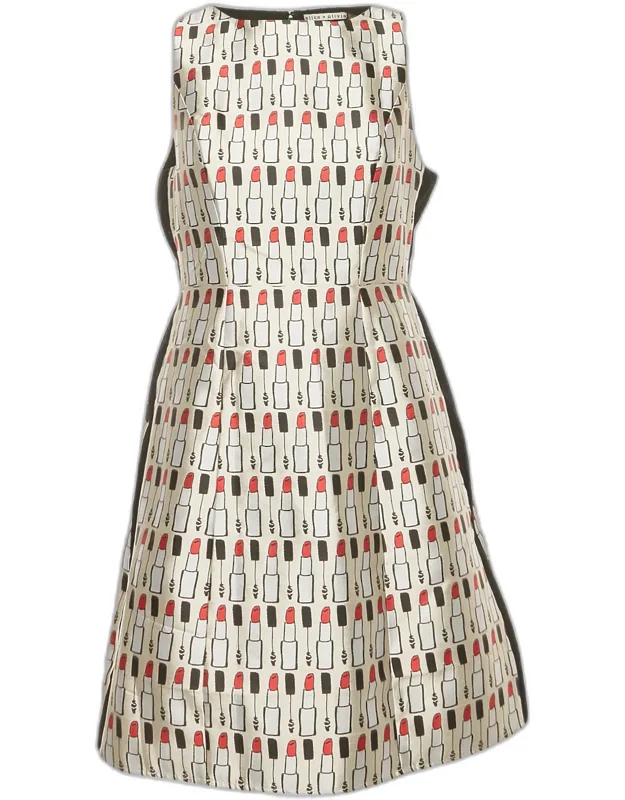 Multicolor Jacquard Structured Pouf Mini Dress