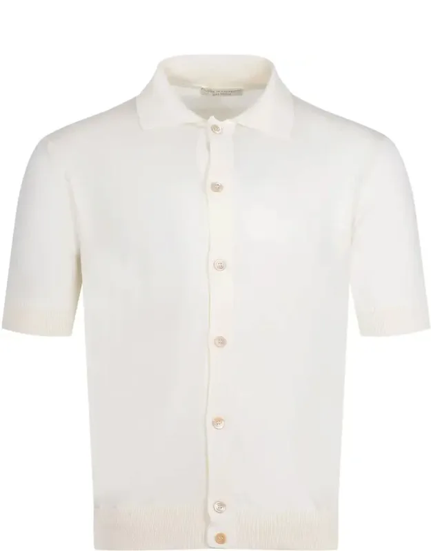 _polo Shirt With Classic Ribbed Collar And Front Button Closure_