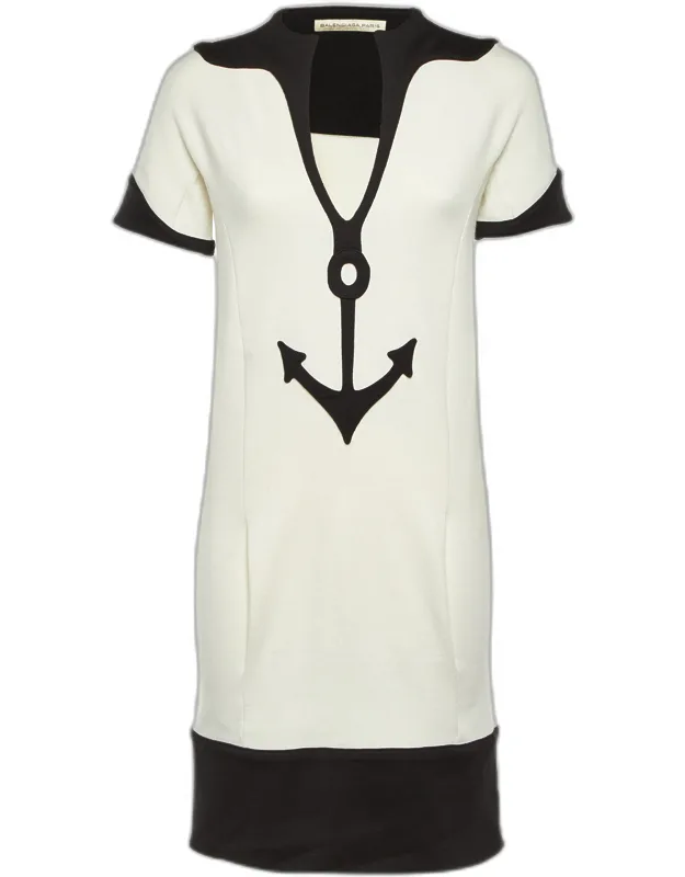 Wool Blend Contrast Detail Mini Dress