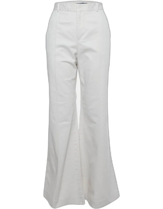 Cream Cotton Wide Leg Trousers
