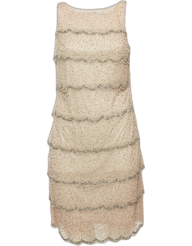 Evening Beaded Tulle Tiered Mini Dress