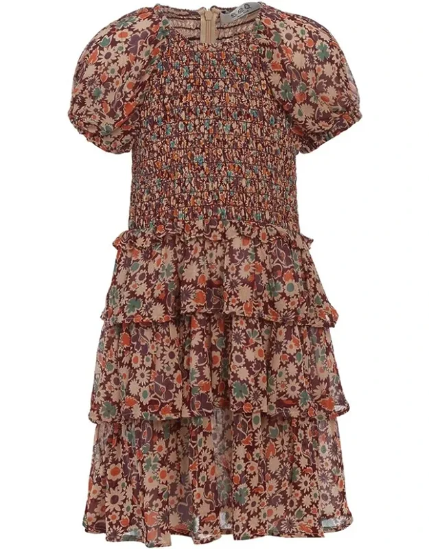Fernande Print Puff Sleeve Tiered Dress