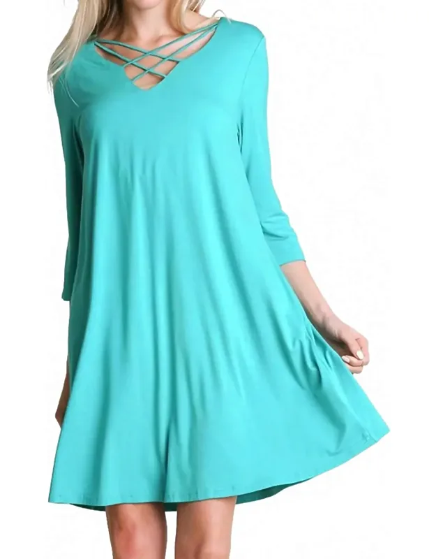 Casual Crossed Neck Shift Dress