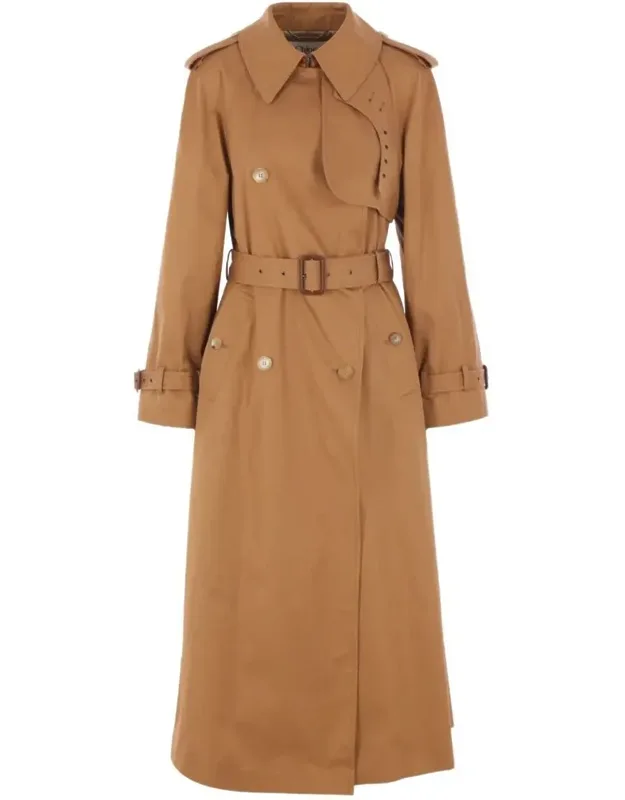 Cotton Gabardine Belted Long Trench Coat