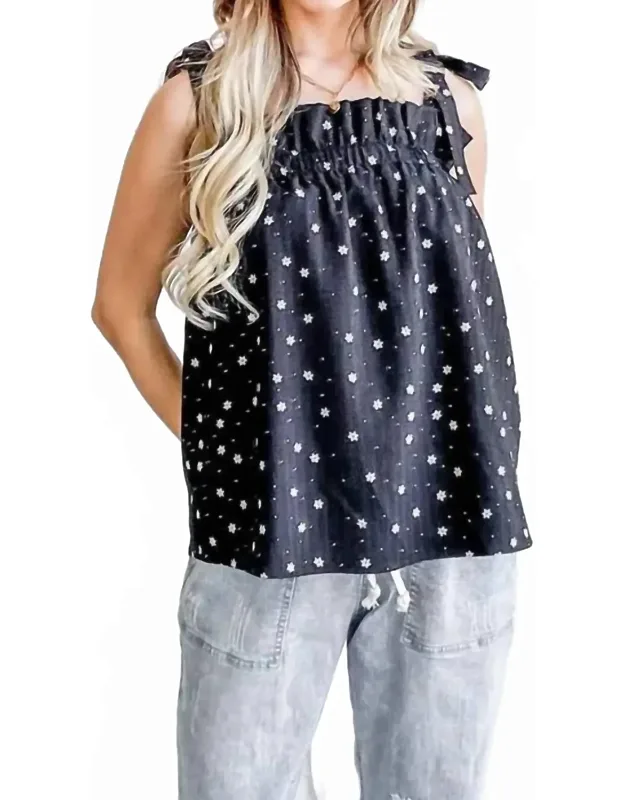 Daisy Polka Dot Print Ruffle Tank Top