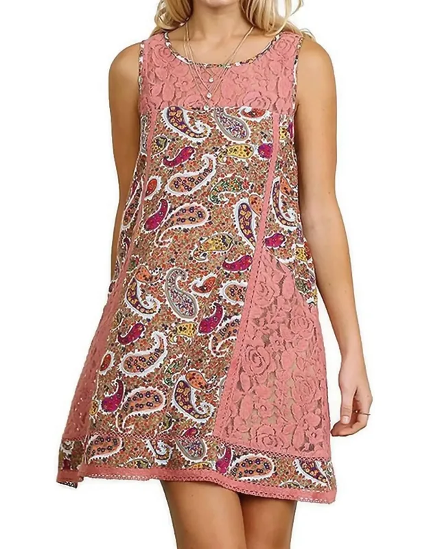 Paisley & Lace Sleeveless Dress