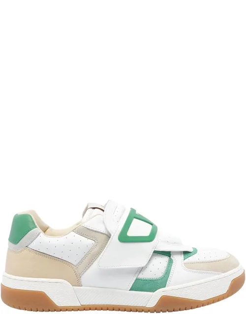 Sneakers, Velcro Closure, Leather Upper