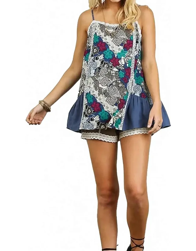 Floral Spaghetti Strap Lace Tank Top