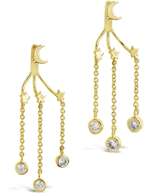 Moon & Star Jacket Earrings