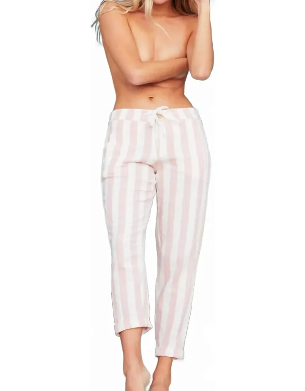 Crop Pants In Pink And White Stripe