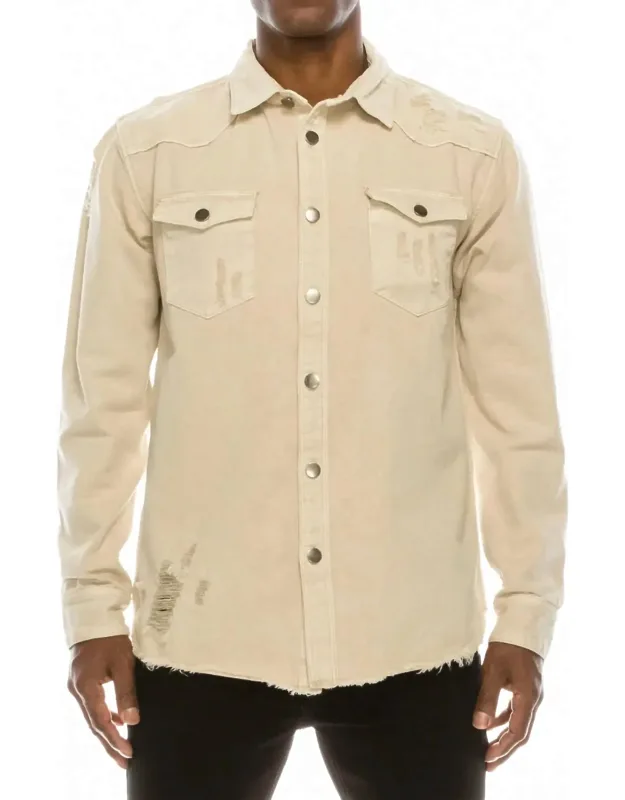 Long Sleeve Button Up Distressed Denim Jacket
