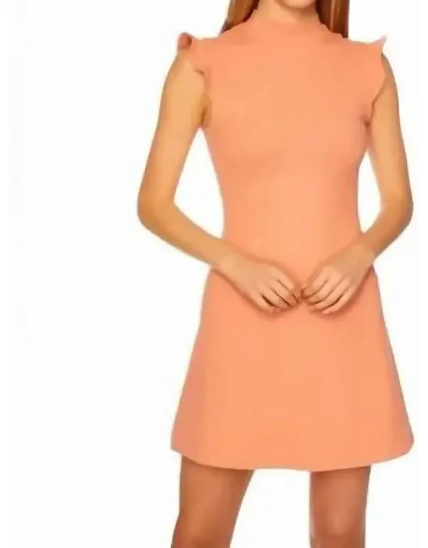 Ruffle Detail Mock Neck Mini Dress