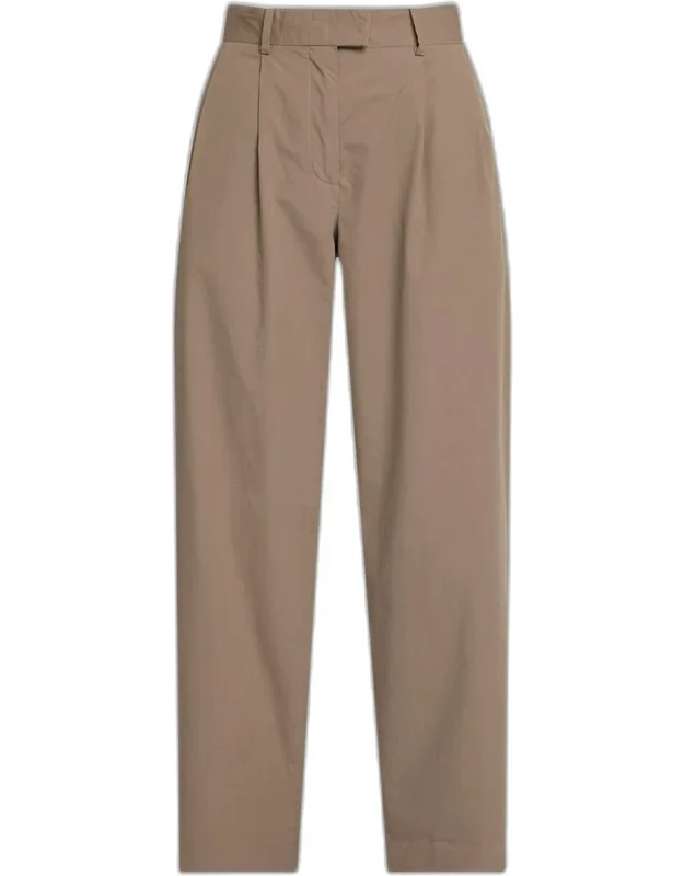 Double Pleated Straight-leg Cotton Pants