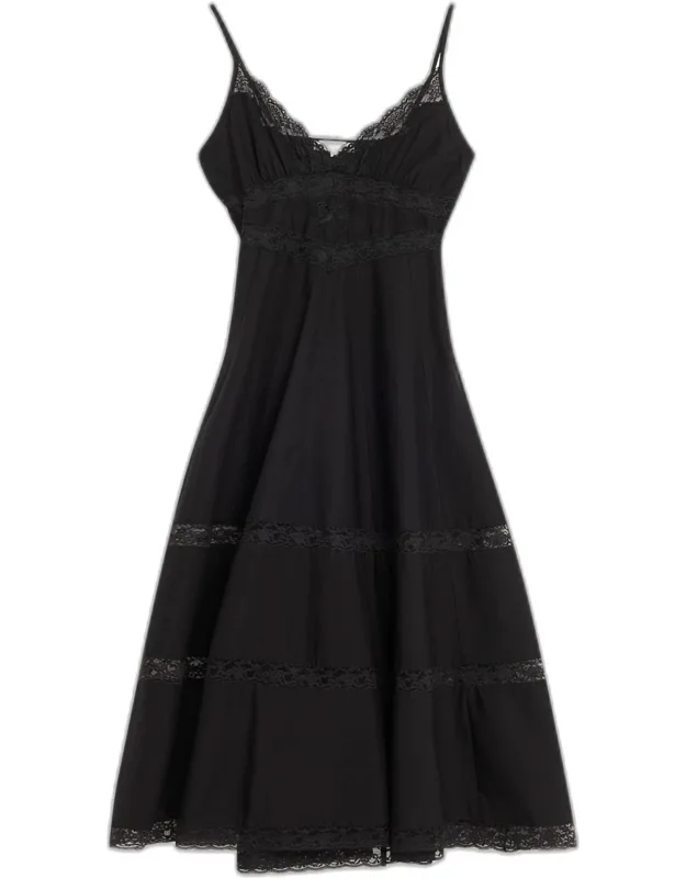 Lace-trim Midi Dress