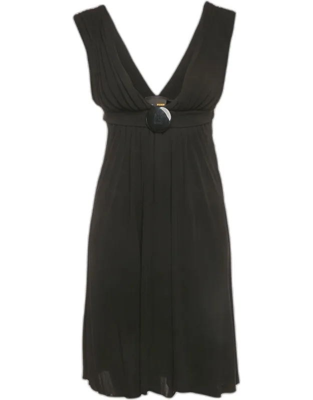 Jersey Logo Detail Belted Sleeveless Mini Dress