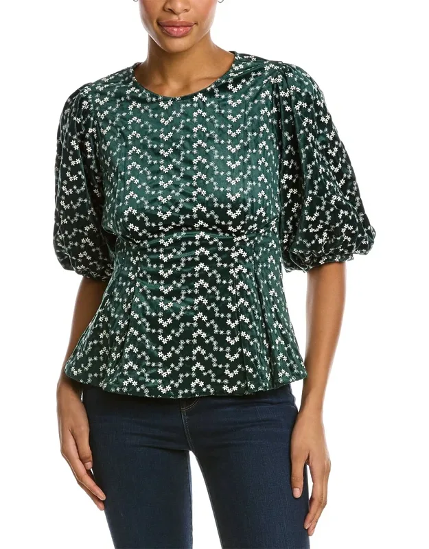 Flower Pattern Peplum Style Top