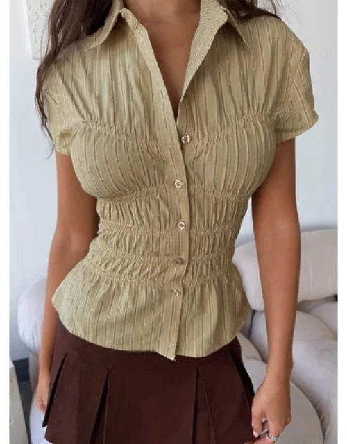 Liesel Shirred Short Sleeve Top