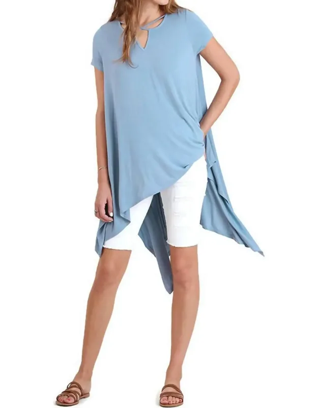 Handkerchief Hem Short Sleeve Top