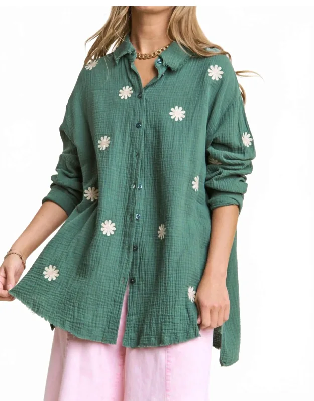 Daisy Gauze Embroidered Top