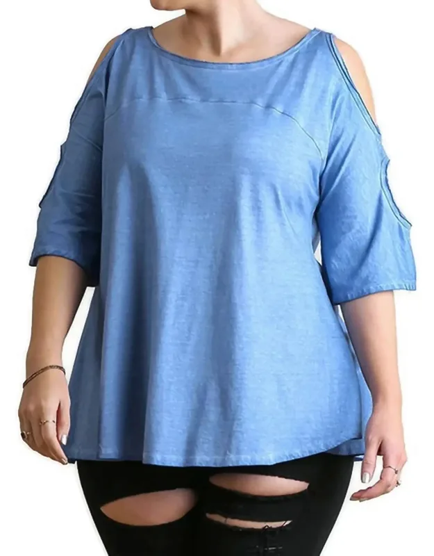 Mineral Washed Cold Shoulder Top