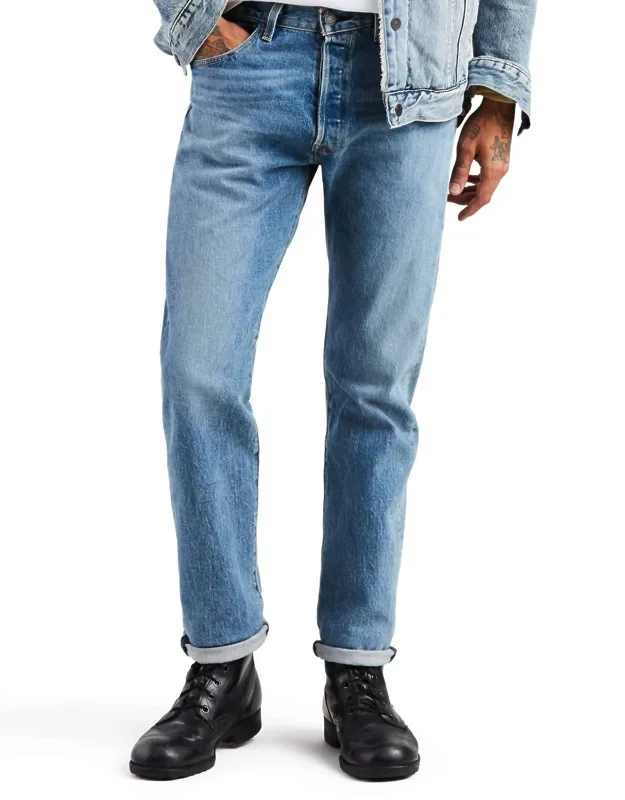 Stretch Button Fly Original-fit Straight-leg Jeans