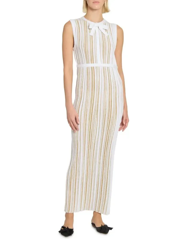 Lame Knit Dress With Bow