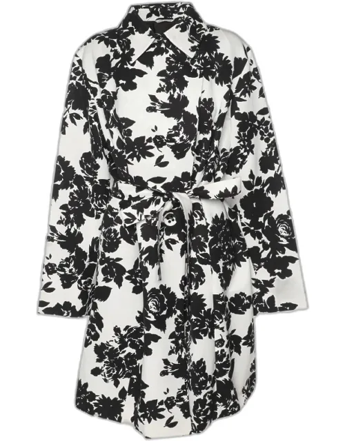 Printed Cotton Blend Belted Overcoat