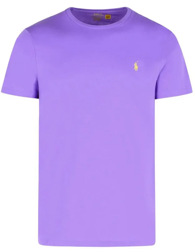 Polo Ralph Lauren Purple T-shirt With Thin Ribbed Crew Neck