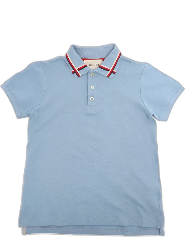 Powder Blue Web Collar Jersey Polo T-shirt