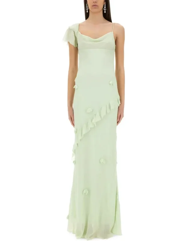 Long Dress With Floral Appliqué