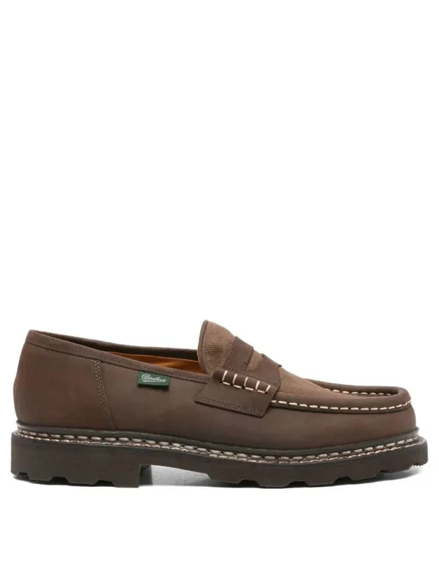 Reims Suede Loafers With Canvas Inserts