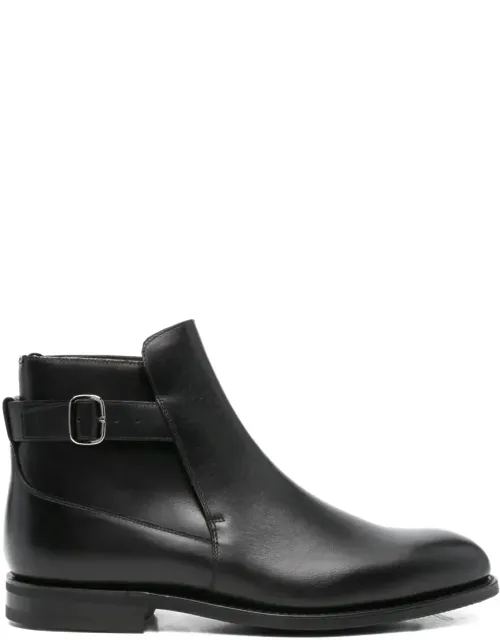 Buckle-fastening Leather Ankle Boots