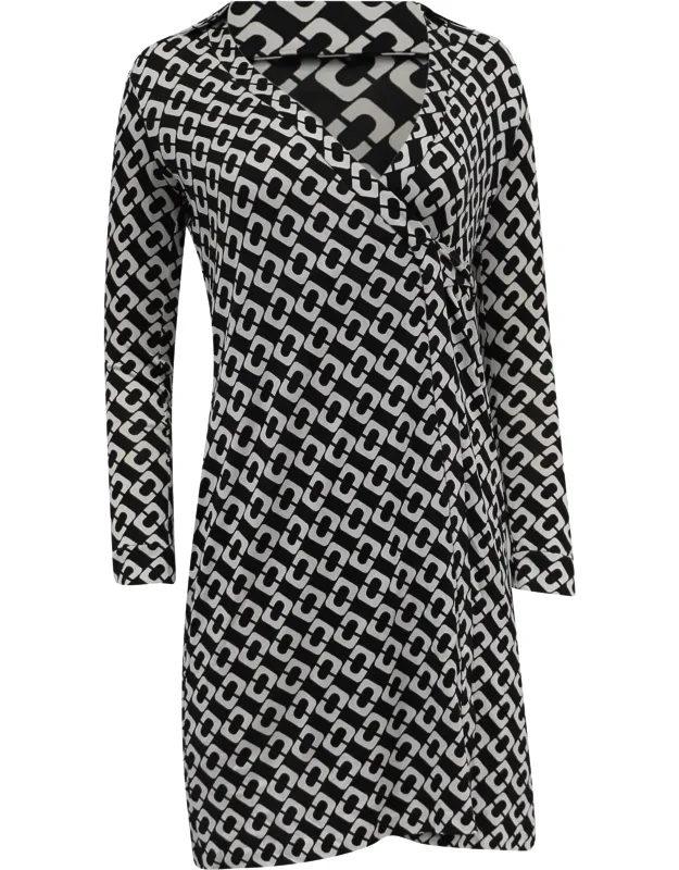 Chain Print Mini Wrap Dress