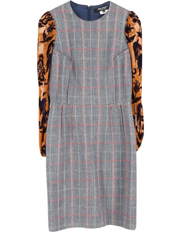 Plaid Velvet Sleeve Dress