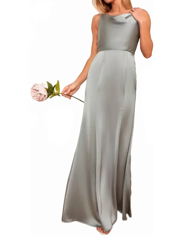 Cowl Neck Satin Maxi Dress