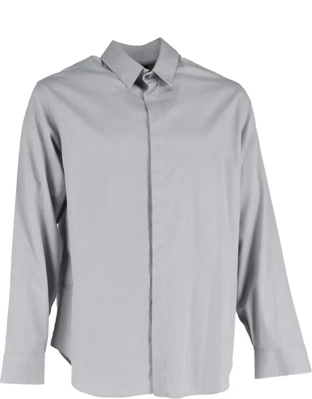 Patterned Hidden Button Shirt