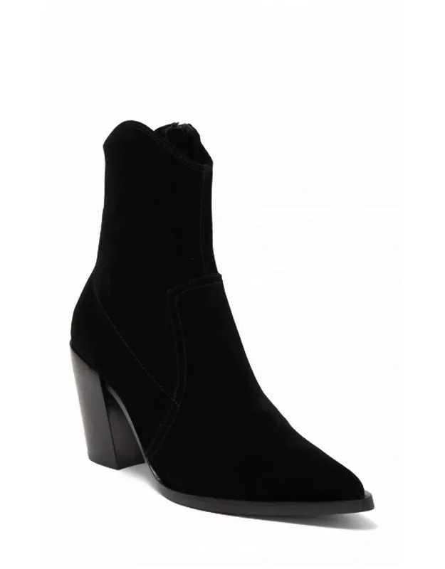 Jolena Suede Leather Western Ankle Booties