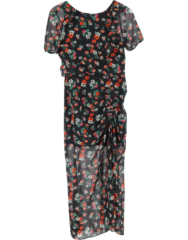 Ruched Floral-print Midi Dress