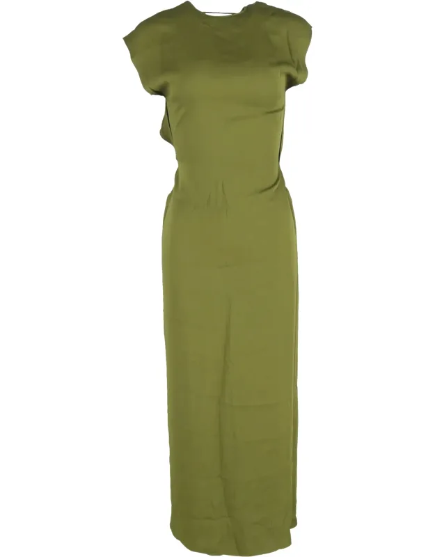 Cap-sleeve Backless Maxi Dress