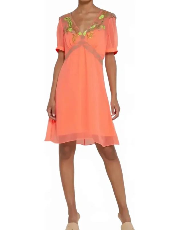 Embroidered Chiffon Dress