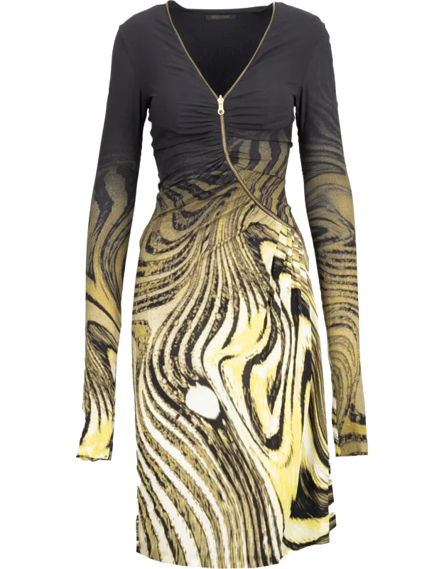 Animalier Print Dress With Front Zipper - '00s