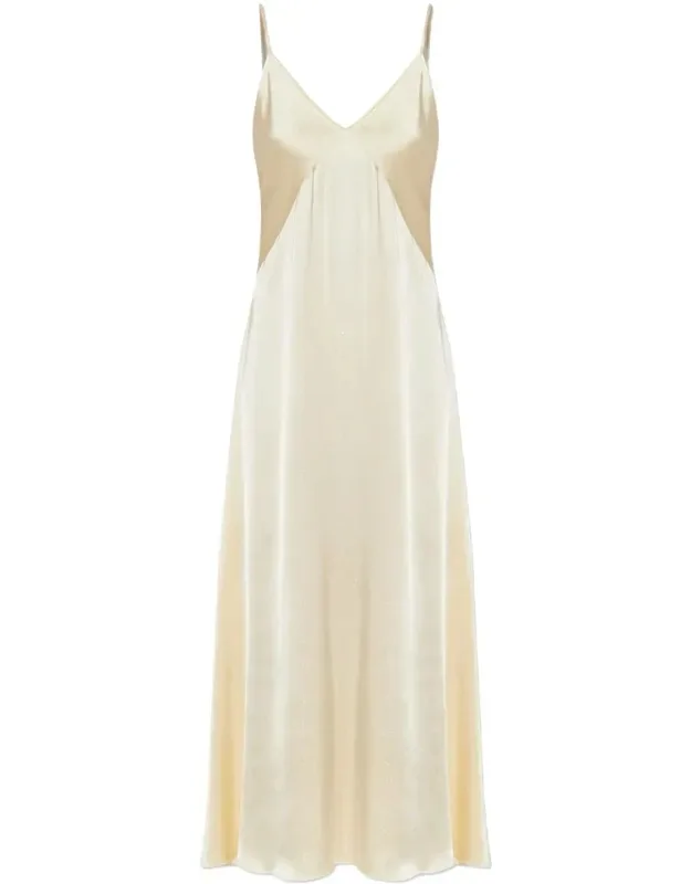 Silver Pinstripe Satin Slipdress