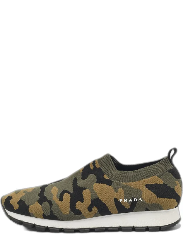 Multicolor Camouflage Fabric Slip On Sneakers