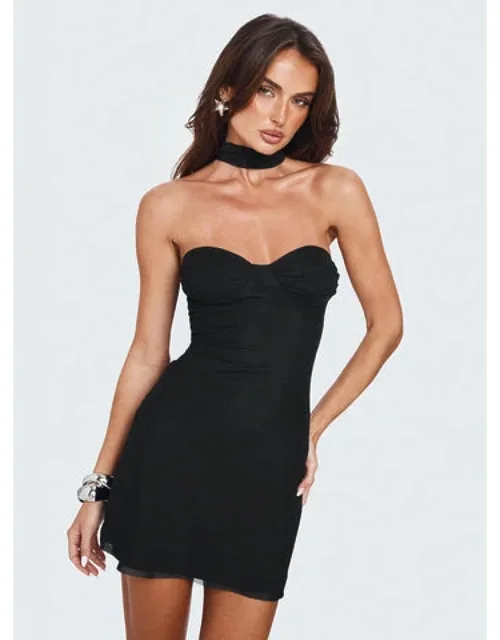 Scarf Tie Strapless Mini Dress