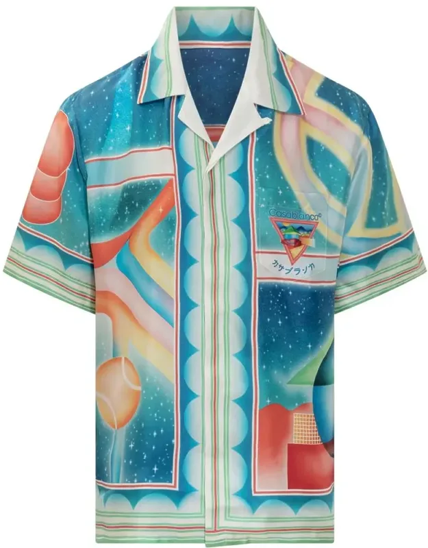 Shirt With Multicolor Print Inspired By Tennis