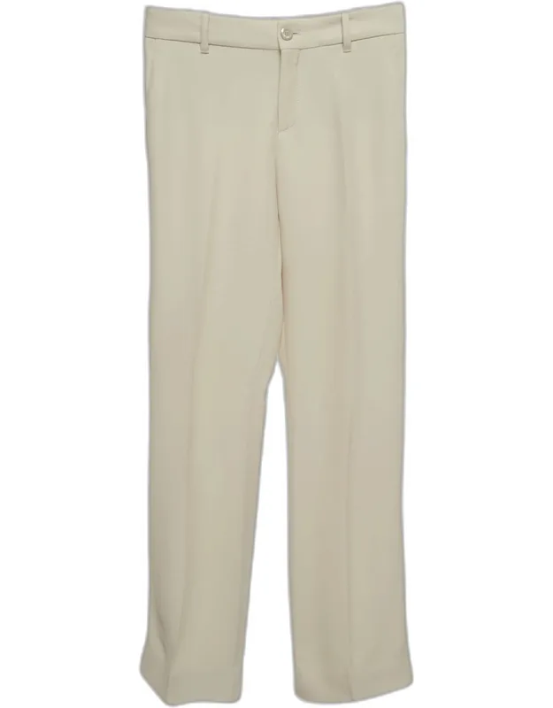 Cream Crepe Flared Trousers