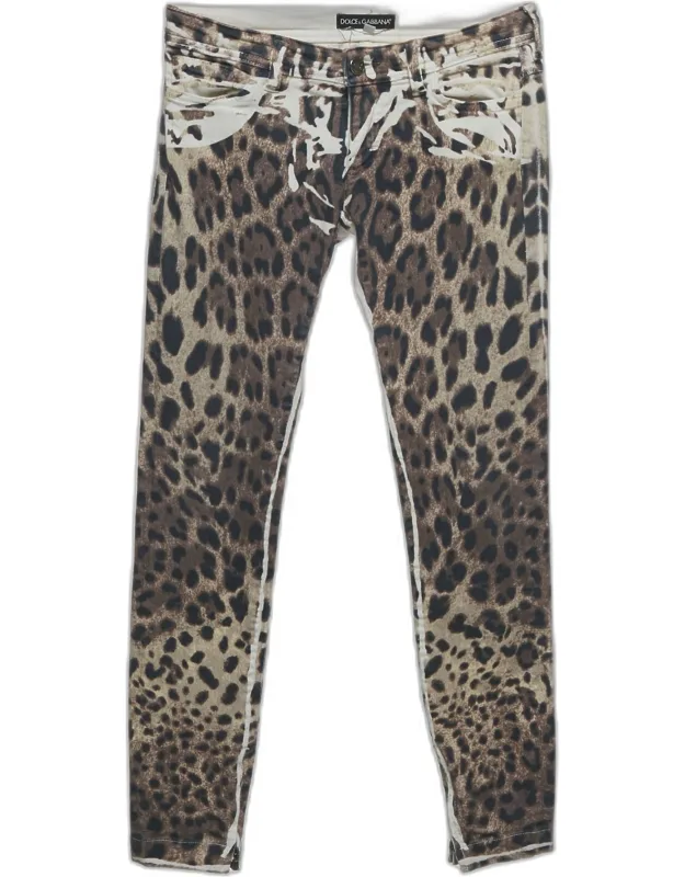 Leopard Print Denim Skinny Jeans