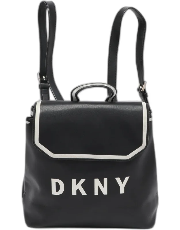 Leather Logo Print Flap Backpack
