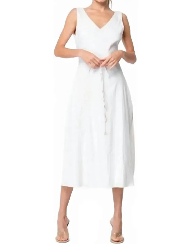 Embroidered Feather Midi Dress