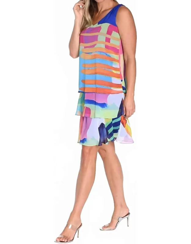 Layered V-neck Dress
